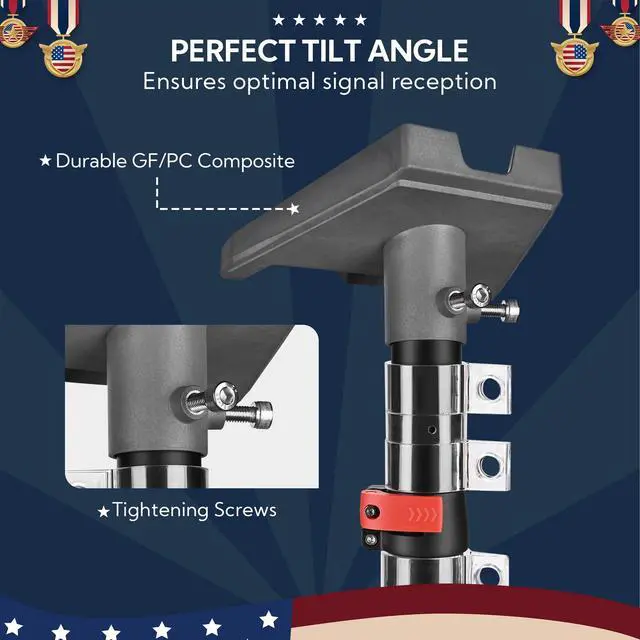 Alt view image 4 of 7 - EZ GO Starlink Gen 3 Ground Pole Mount Kit with Pipe Adapter 14FT | Telescopic Starlink Aluminum Flagpole for Backyard Tailgate Outdoor RV Camping Black