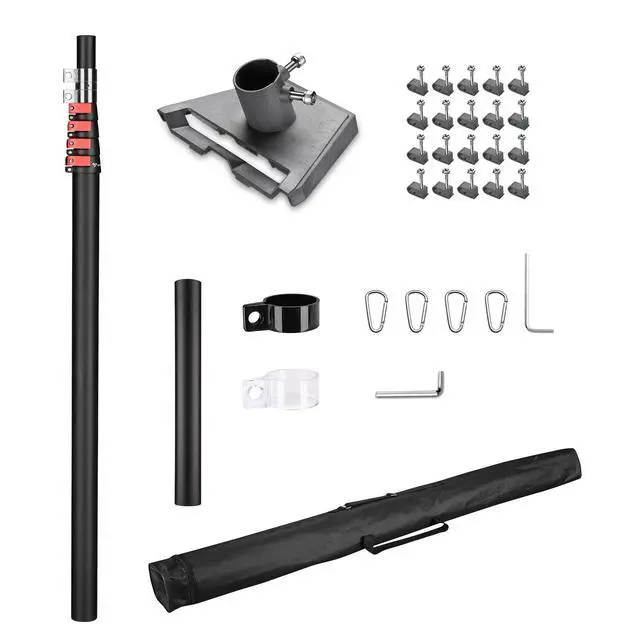 Alt view image 7 of 7 - EZ GO Starlink Gen 3 Ground Pole Mount Kit with Pipe Adapter 14FT | Telescopic Starlink Aluminum Flagpole for Backyard Tailgate Outdoor RV Camping Black