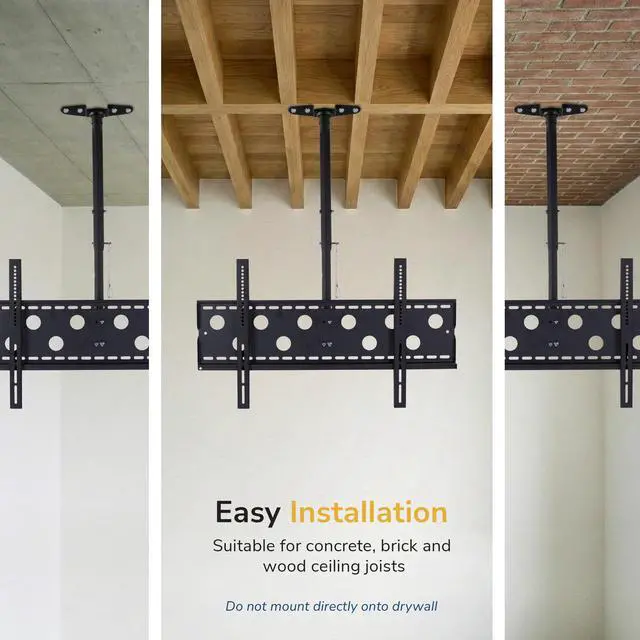 Alt view image 4 of 7 - Ceiling TV Mount for 4298 Inch TVs Full Motion Swivel, Tilt & Height Adjustable Bracket, 220 lb Heavy-Duty Capacity, VESA 800x450, Sloped Ceilings & Corners Home & Commercial Use