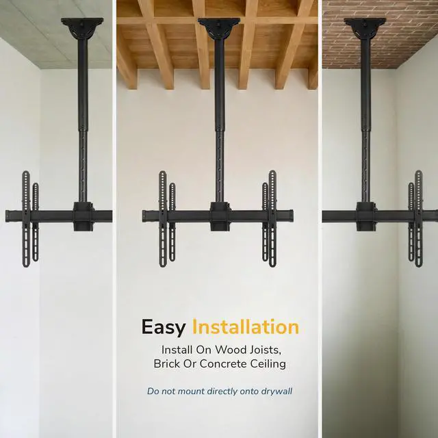 Alt view image 4 of 7 - Dual TV Ceiling Mount Bracket for 3277" Flat Screen TVs Back-to-Back Hanging Bracket for 2 TVs, Telescoping Pole, 360° Swivel & Tilt, Vaulted, Sloped & Angled Ceiling Compatible