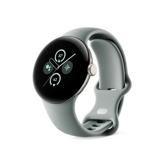 Main image of Pixel Watch 2 (Previous Model) with the Best of Fitbit - Heart Rate Tracking, Stress Management, Safety Features - Android Smartwatch - Champagne Gold Aluminum Case - Hazel Active Band - LTE