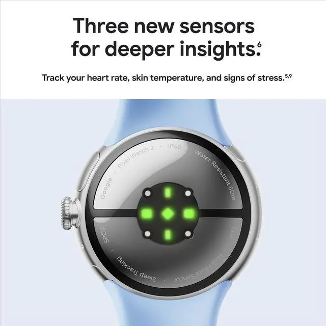 Alt view image 2 of 7 - Pixel Watch 2 (Previous Model) with the Best of Fitbit - Heart Rate Tracking, Stress Management, Safety Features - Android Smartwatch - Champagne Gold Aluminum Case - Hazel Active Band - LTE