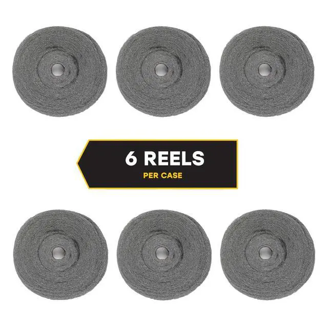 Alt view image 2 of 7 - GMT 105045 Industrial-Quality Steel Wool Reel, #2 Medium Coarse; 5-lb. Reel (Case of 6); Clean & Remove Grime on Porcelain, Glass, and Metal Surfaces