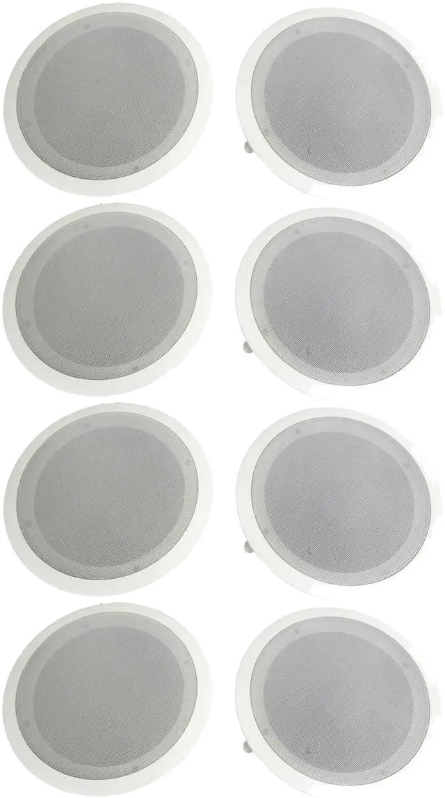 Main image of PDIC Series 8 Inch 250 Watts 4.8 Ohms Round Flush Mount Wall and Ceiling Home Speakers with Directable 0.5 Inch Polymer Dome Tweeter, Pack of 8