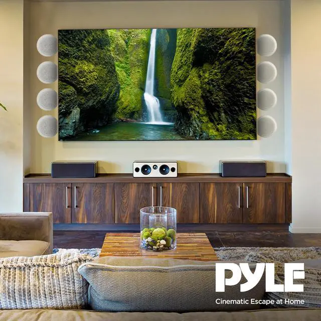 Alt view image 4 of 7 - PDIC Series 8 Inch 250 Watts 4.8 Ohms Round Flush Mount Wall and Ceiling Home Speakers with Directable 0.5 Inch Polymer Dome Tweeter, Pack of 8