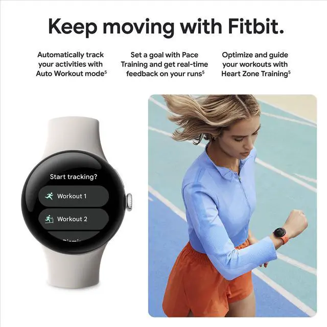 Alt view image 7 of 7 - Pixel Watch 2 (Previous Model) with the Best of Fitbit - Heart Rate Tracking, Stress Management, Safety Features - Android Smartwatch - Champagne Gold Aluminum Case - Hazel Active Band - LTE