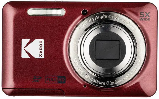 Alt view image 2 of 7 - PIXPRO FZ55 Digital Camera (Red) | 16MP Sensor, 5X Optical Zoom, 28mm Wide-Angle Lens & Full HD Video | Great for Travel & Beginner Photography (FZ55RD) + 128GB Card + Case + Cleaning Cloth