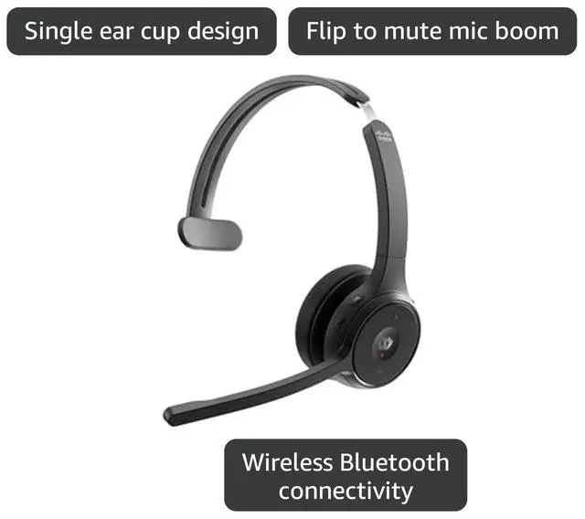 Alt view image 3 of 5 - Headset 721, Wireless Single On-Ear Bluetooth Headphones, Webex Button, USB-A HD Bluetooth Adapter, Soft Case, Carbon Black, 2-Year Limited Liability (HS-WL-721-BUNA-C)
