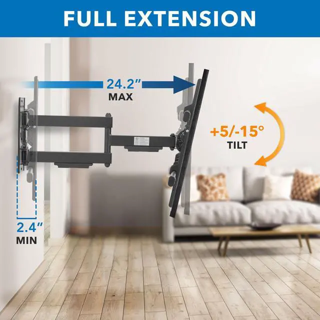 Alt view image 7 of 7 - UL Certified Heavy Duty Full Motion TV Wall Mount for Most 37-80 Inch Flat Screen TVs, Wall Mount Bracket Max VESA 600x400, Holds up to 110lb, Full Motion TV Mount 55 inch, 65 inch, 80 inch