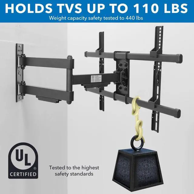 Alt view image 6 of 7 - UL Certified Heavy Duty Full Motion TV Wall Mount for Most 37-80 Inch Flat Screen TVs, Wall Mount Bracket Max VESA 600x400, Holds up to 110lb, Full Motion TV Mount 55 inch, 65 inch, 80 inch