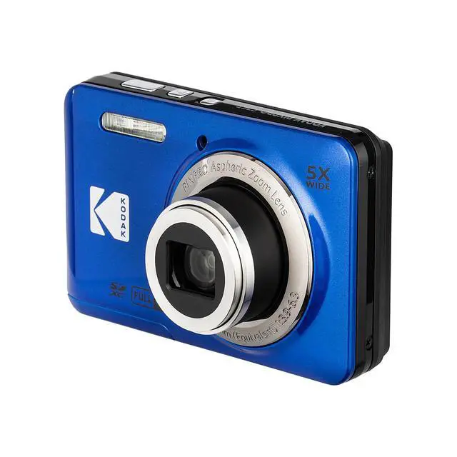 Alt view image 6 of 7 - PIXPRO FZ55 Digital Camera (Blue) | 16MP Sensor, 5X Optical Zoom, 28mm Wide-Angle Lens & Full HD Video | Great for Travel & Beginner Photography (FZ55BL) + 64GB Card + Case + Cleaning Cloth