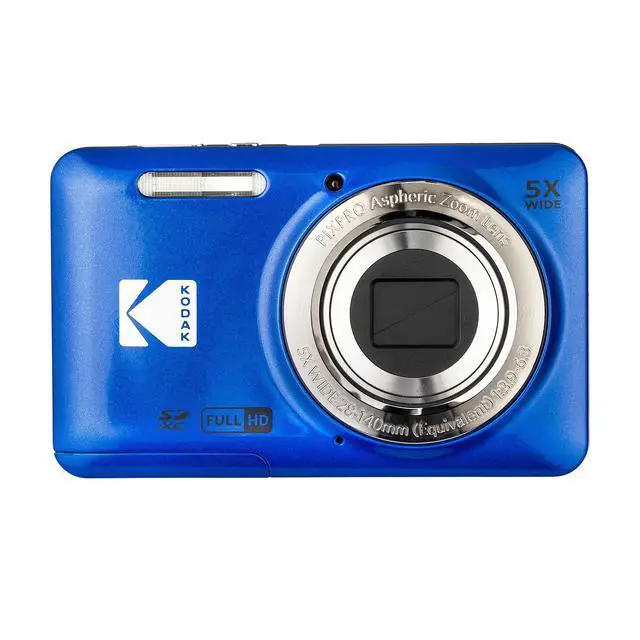 Alt view image 2 of 7 - PIXPRO FZ55 Digital Camera (Blue) | 16MP Sensor, 5X Optical Zoom, 28mm Wide-Angle Lens & Full HD Video | Great for Travel & Beginner Photography (FZ55BL) + 64GB Card + Case + Cleaning Cloth