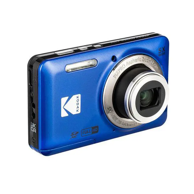Alt view image 7 of 7 - PIXPRO FZ55 Digital Camera (Blue) | 16MP Sensor, 5X Optical Zoom, 28mm Wide-Angle Lens & Full HD Video | Great for Travel & Beginner Photography (FZ55BL) + 64GB Card + Case + Cleaning Cloth