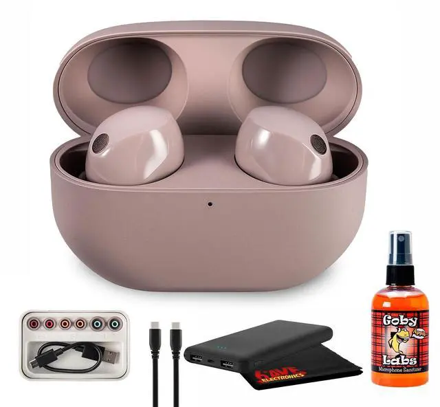 Main image of WF-1000XM5 True Wireless Noise Canceling Earbuds (Pink) Hi-Res Audio, Bluetooth 5.3, Adaptive ANC, Built-in Microphone with Goby Labs Cleaner and P-Bank Bundle