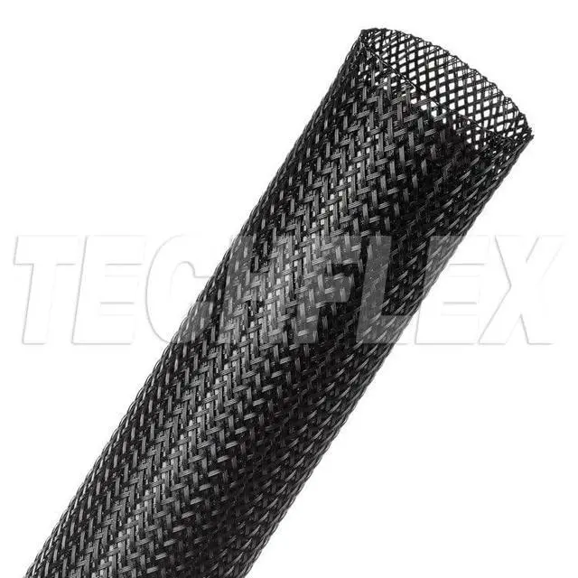 Alt view image 2 of 7 - Techflex PTP Flexo PET Plus Fray Resistant Resin Coated Braided Sleeving Flexible Expandable Wire Mesh - 1.25" - 250 Feet - Black