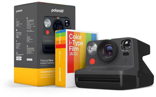Main image of Now 2nd Generation I-Type Instant Camera + Film Bundle - Now Black Camera + 16 Color Photos (6248)- Black | 16 Color Photos (6248)