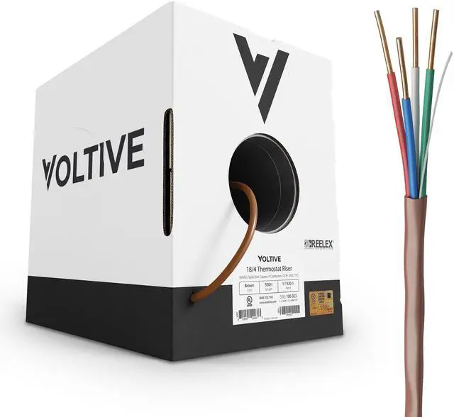Main image of 18/4 Thermostat Wire, Riser CL3R, Brown, 500ft - 18AWG, 4 Conductors, Solid Bare Copper, UL Listed - V-1320-1