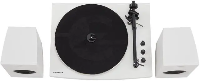 Alt view image 3 of 6 - T150B-WH Bluetooth Turntable System, White | 2-Speed Turntable, Variable Weighted Tone Arm, Stereo Speakers