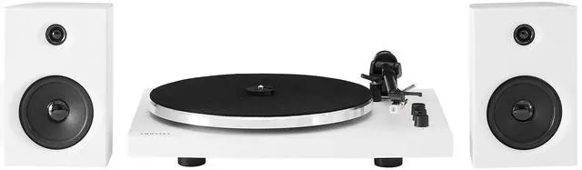 Alt view image 4 of 6 - T150B-WH Bluetooth Turntable System, White | 2-Speed Turntable, Variable Weighted Tone Arm, Stereo Speakers