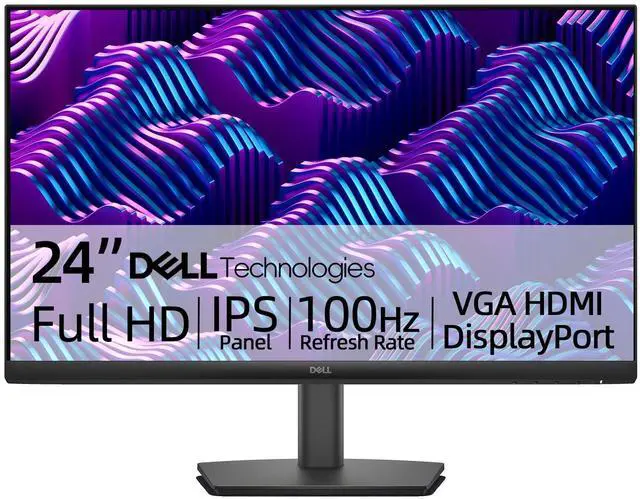 Main image of E24 Series 24" FHD 100Hz Monitor, Flat IPS LCD 1000:1 Contrast Ratio, 16:9 Anti-Glare, VESA, Ultra Thin bezels, 1 x DisplayPort, 1 x HDMI, 1 x VGA Black
