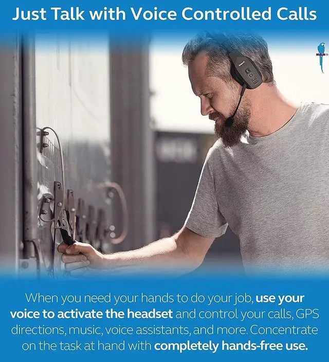 Alt view image 3 of 6 - BlueParrott B550-XT Voice Controlled Bluetooth Headset with Noise Cancelling Microphone and 300-FT Wireless Range for iOS and Android Bundle Headphones Carrying Case