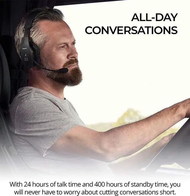 Alt view image 4 of 6 - BlueParrott B550-XT Voice Controlled Bluetooth Headset with Noise Cancelling Microphone and 300-FT Wireless Range for iOS and Android Bundle Headphones Carrying Case