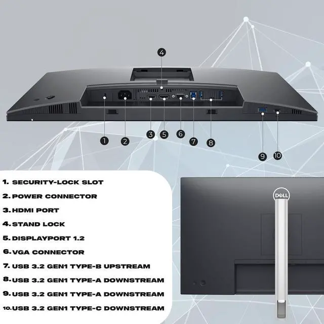 Alt view image 2 of 7 - P2425H 24" FHD 100Hz Monitor + Cleaning Kit Bundle | 16:9 IPS Computer Monitor with Stand Bundle | Full HD 1920 x 1080 LED Display | DisplayPort + USB 3.0 Cable