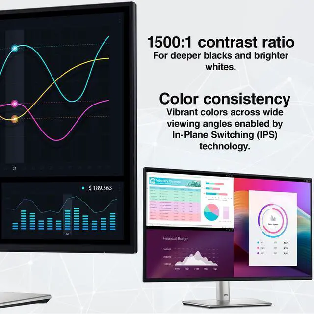 Alt view image 5 of 7 - P2425H 24" FHD 100Hz Monitor + Cleaning Kit Bundle | 16:9 IPS Computer Monitor with Stand Bundle | Full HD 1920 x 1080 LED Display | DisplayPort + USB 3.0 Cable
