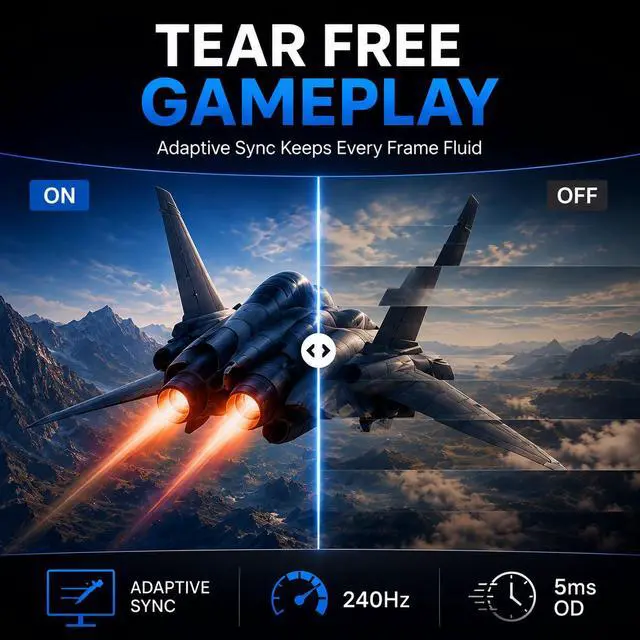 Alt view image 3 of 7 - 27 240Hz Curved Gaming Monitor, FHD 1080p 1500R VA Display, HDR, 99% sRGB, Adaptive Sync, 5ms OD Response, HDMI & DisplayPort, FPS/RTS Modes, PC & Console Compatible