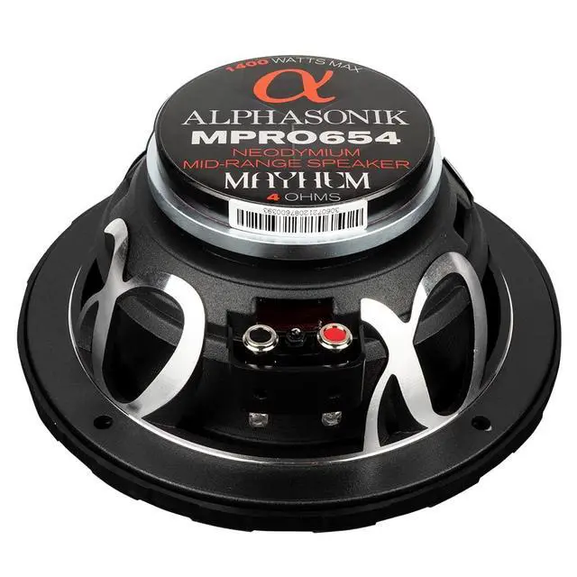 Alt view image 7 of 7 - 1 Pair of MPRO654 Mayhem PRO Series 6.5" 1400 Watts Max 350 Watts RMS Mid-Range Car Audio Speaker 4-Ohm Grille, Cast Basket, Cloth Surround, Non Pressed Paper Cone, Neodymium Magnet