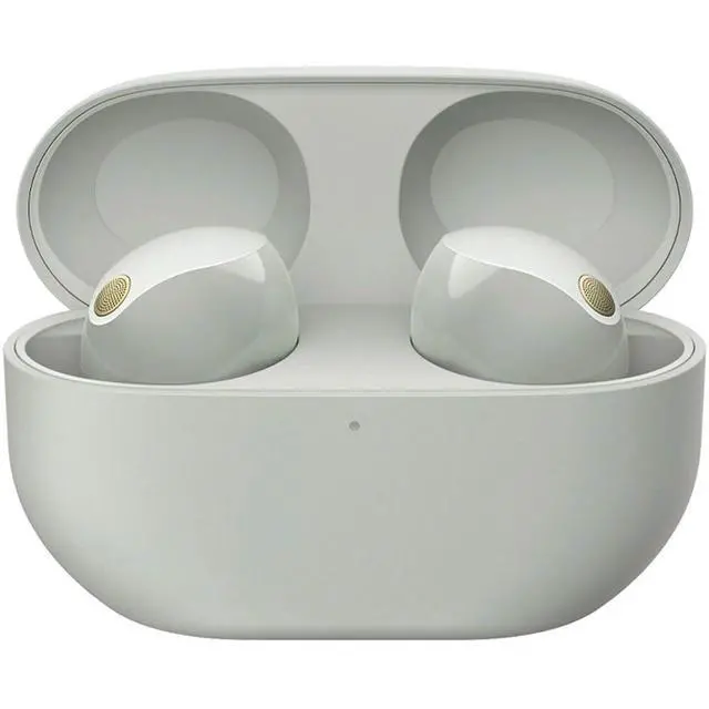 Alt view image 6 of 7 - WF-1000XM5 Industry Leading Noise Canceling Truly Wireless Earbuds (Silver) Bundle with Silicone Case (Red), Memory Foam Ear Tips, USB-A to USB-C Cable & 1 YR CPS Enhanced Protection Pack