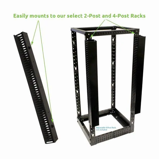 Alt view image 3 of 4 - 1 Channel Steel Vertical Duct Cable Manager with Plastic Tray Mount Buttons 68 Inches