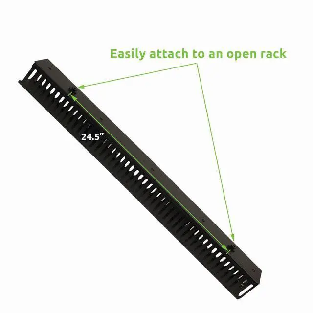 Alt view image 4 of 4 - 1 Channel Steel Vertical Duct Cable Manager with Plastic Tray Mount Buttons 68 Inches
