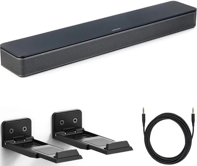 Main image of TV Speaker Bundle with Aux Cable, Wall Mount - Soundbar for TV with Bluetooth and HDMI-ARC Connectivity, All-in-One Compact Soundbar, Includes Remote Control, (Black)