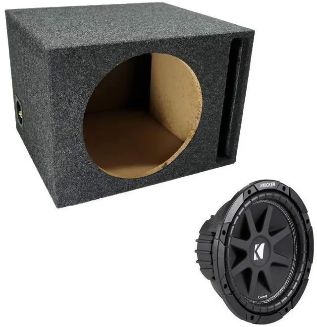 Main image of Kicker Bundle Compatible with Universal Vehicle 43C124-N Single 12" 150W RMS Subwoofer Loaded Sub Box Enclosure