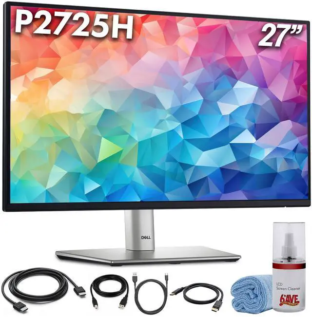 Main image of P2725H 27" FHD 100Hz Monitor + Cleaning Kit Bundle | 16:9 IPS Computer Monitor with Stand Bundle | Full HD 1920 x 1080 LED Display | DisplayPort + USB 3.0 Cable