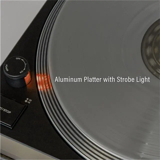 Alt view image 4 of 7 - C100BT-BK Record Player, Black | 2-Speed Turntable, ATN95E Audio-Technica Cartridge, Standard 1/2", Removable Headshell, Aluminum Platter With Strobe
