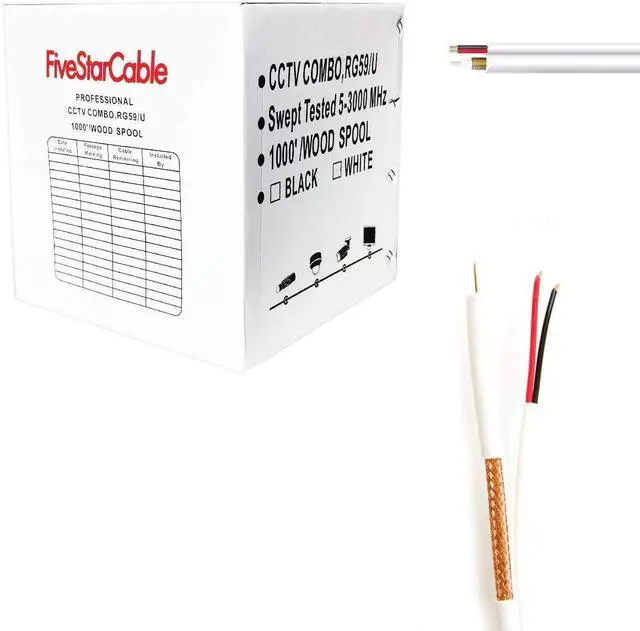 Main image of ETL Litsted RG59 Siamese 1000 ft. Coaxial CCTV Cable - Combo 20 AWG RG59 + 18/2 18AWG Power