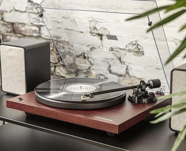 Alt view image 2 of 7 - C6B-MA Belt-Drive Bluetooth Turntable Record Player with Adjustable Tone Arm, Mahogany
