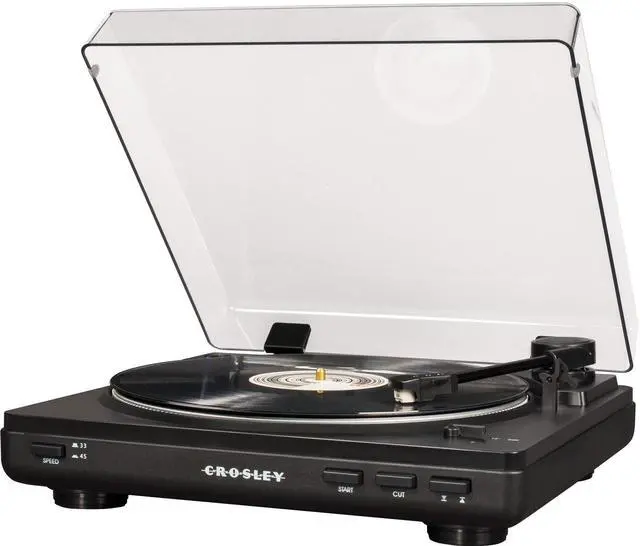 Alt view image 3 of 6 - T400D-BK Fully Automatic Bluetooth 2-Speed Turntable Record Player with Built-in Preamp, Black