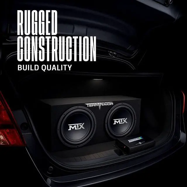 Alt view image 2 of 6 - Terminator Dual 12" Subwoofer Box, Mono Amp, & 4 Gauge Wiring Kit | Car Audio System Bundle w/ 1200W Peak Sealed Enclosure Speaker, Thermal Tech, & Aviation-Grade Carpet