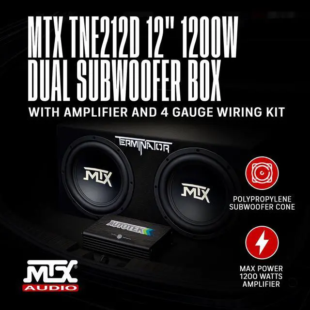 Alt view image 4 of 6 - Terminator Dual 12" Subwoofer Box, Mono Amp, & 4 Gauge Wiring Kit | Car Audio System Bundle w/ 1200W Peak Sealed Enclosure Speaker, Thermal Tech, & Aviation-Grade Carpet