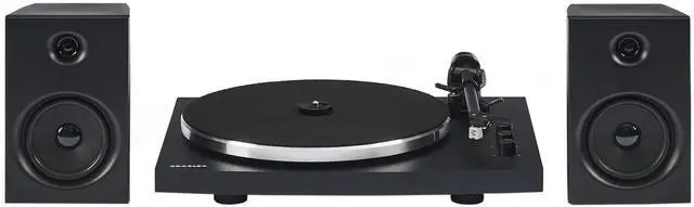 Alt view image 4 of 7 - T150C-BK Bluetooth Record Player System, Black | 2-Speed Turntable, Variable Weighted Tone Arm, Stereo Speakers