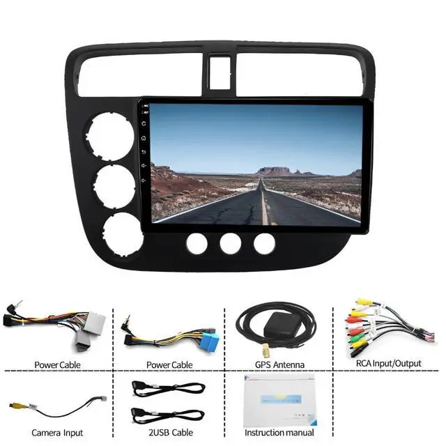 Alt view image 2 of 7 - Android Radio for Honda Civic 2000-2005 with Wireless Carplay/Android Auto, Car Radio Stereo 9 Inch Touch Screen for Corolla with GPS Navigation/Bluetooth/Backup Camera 2+32G