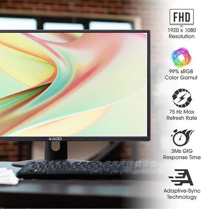 Alt view image 2 of 7 - 3-Pack Trio 22" Flat Screen 1920x1080 75Hz FHD Computer Monitor | Triple Monitor Setup HDMI Office Gaming Hybrid, VESA Wall Mount Arm Mount Built-in Speakers, Panoramic Display Multi-tasking