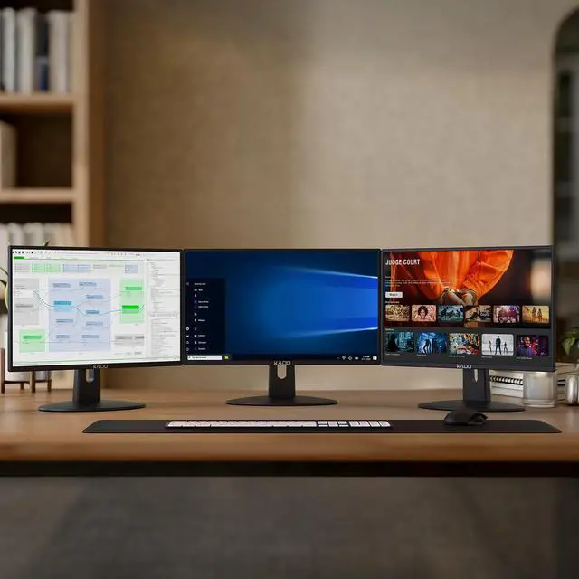 Alt view image 3 of 7 - 3-Pack Trio 22" Flat Screen 1920x1080 75Hz FHD Computer Monitor | Triple Monitor Setup HDMI Office Gaming Hybrid, VESA Wall Mount Arm Mount Built-in Speakers, Panoramic Display Multi-tasking