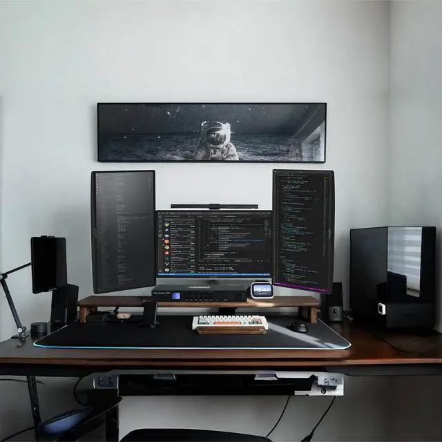Alt view image 5 of 7 - 3-Pack Trio 22" Flat Screen 1920x1080 75Hz FHD Computer Monitor | Triple Monitor Setup HDMI Office Gaming Hybrid, VESA Wall Mount Arm Mount Built-in Speakers, Panoramic Display Multi-tasking