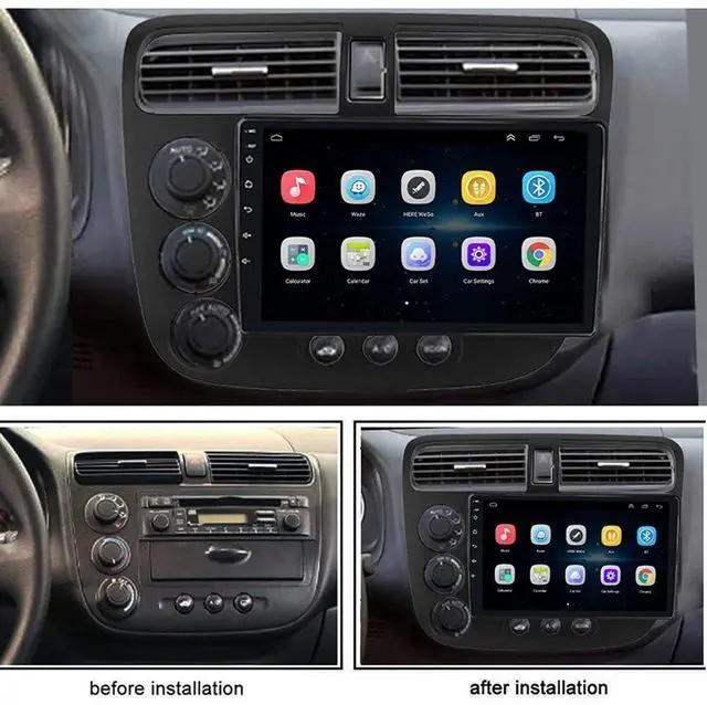 Alt view image 7 of 7 - Android Radio for Honda Civic 2000-2005 with Wireless Carplay/Android Auto, Car Radio Stereo 9 Inch Touch Screen for Corolla with GPS Navigation/Bluetooth/Backup Camera 2+32G