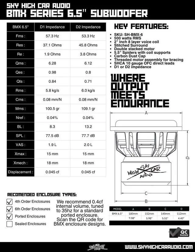 Alt view image 4 of 5 - BMX Series 6.5" Subwoofer (D2 Ohm)