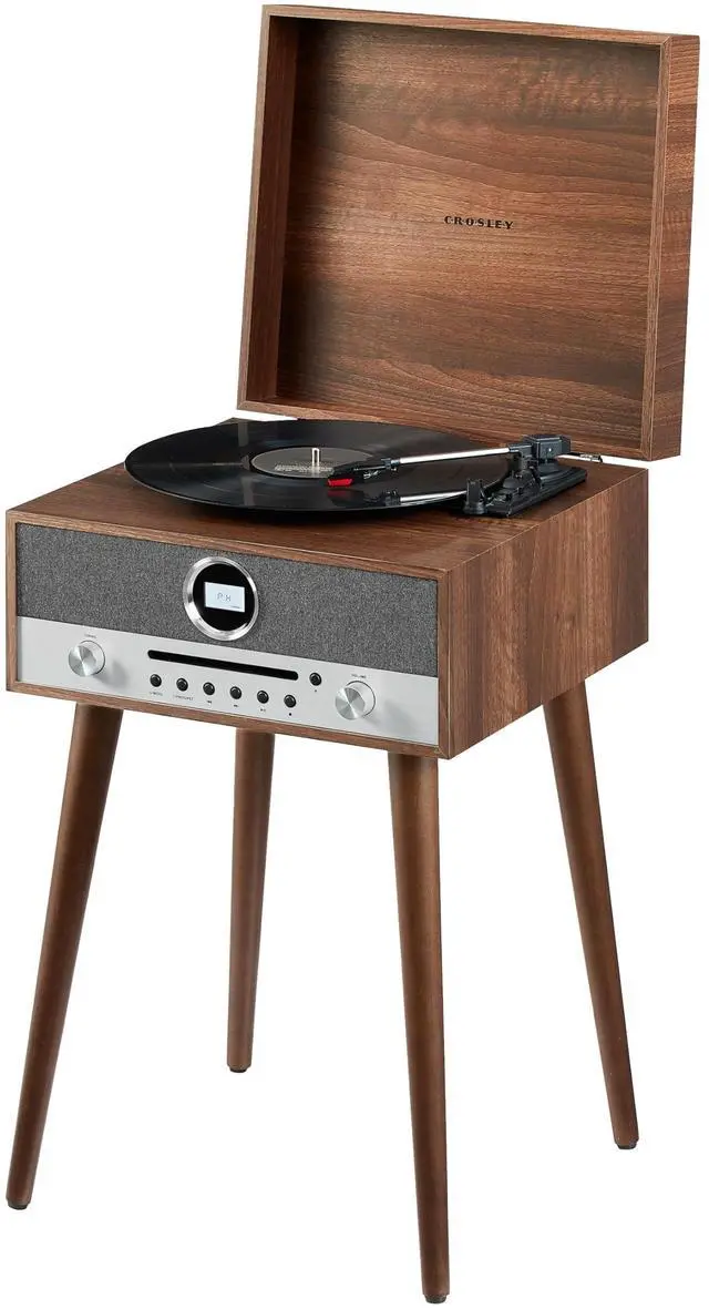 Main image of CR6238A-WA Nash 7-in-1 Record Player, Walnut | 3-Speed Turntable, Bluetooth In, Built-in 20-Watt Full-Range Stereo Speakers, AM/FM Radio, CD Player